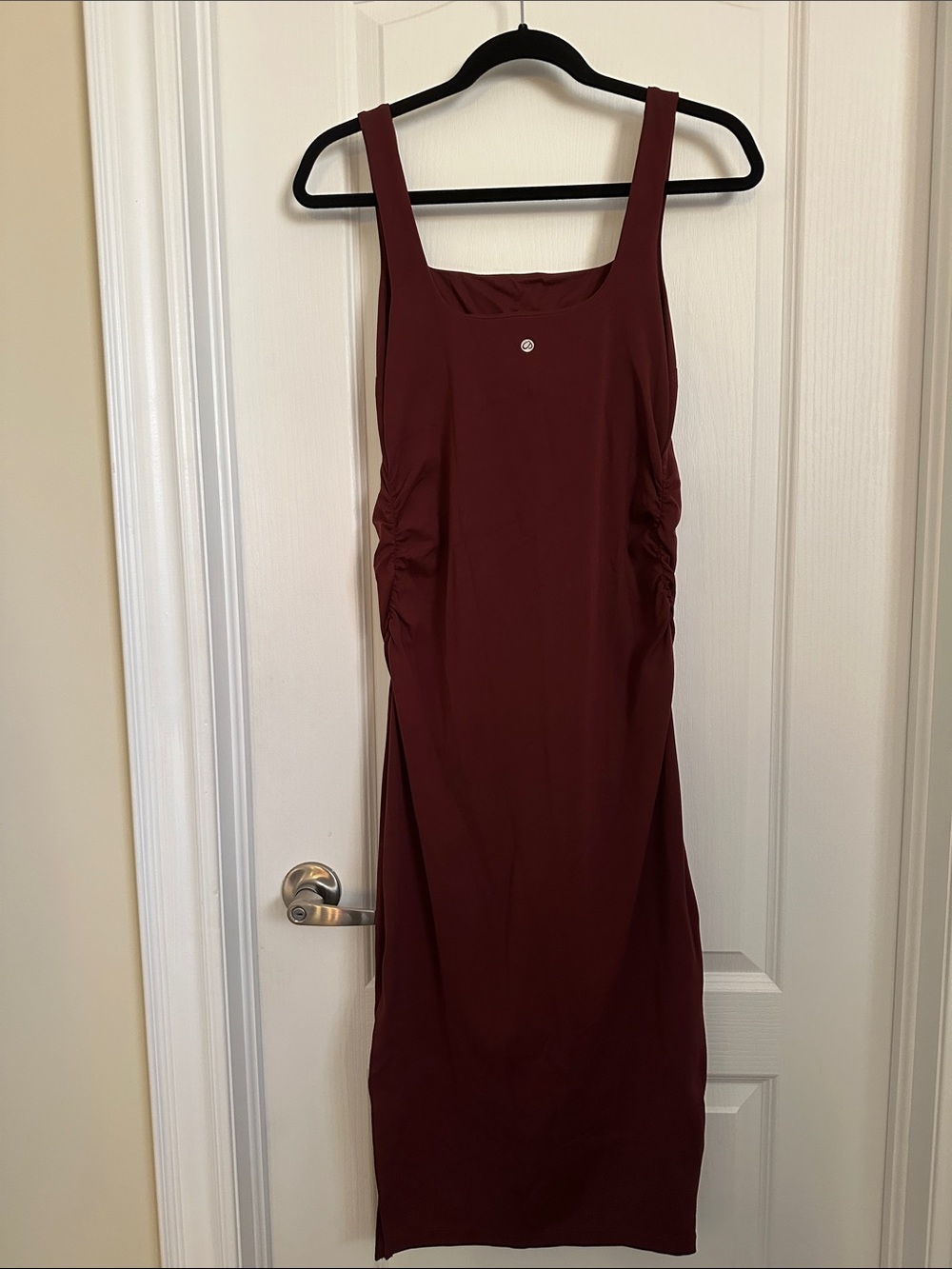 Maternity Burgundy Square-Neck Midi Dress - Picture 3 of 6